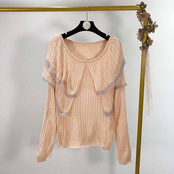 

2019 autumn new layered ruffled mohair knit female sweet sweater, White;black