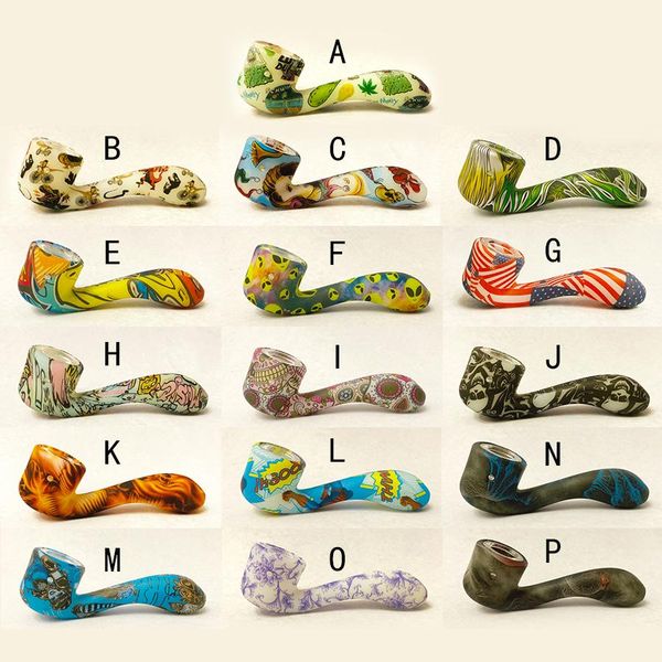 

свечение Силикон курительной трубки 4.4" нефтяная вышка Шерлок Красочной ручная труба со стеклом Чаши Ложка трубы