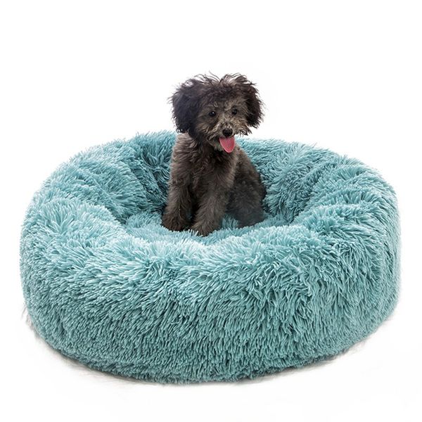 

soft long plush pet dog bed round plush cat bed house for dogs products nest winter warm sleeping cat pet mat house