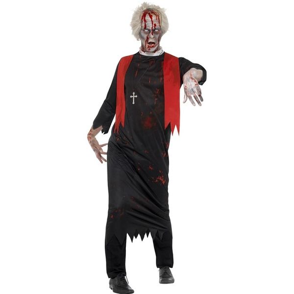 

2016 zombie high priest costume mens minister halloween fancy dress costume, Black;red