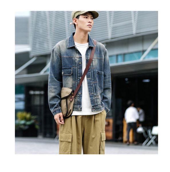 

new autumn winter denim jacket men slim fashion wash retro casual denim jacket man streetwear wild hip hop clothes, Black;brown
