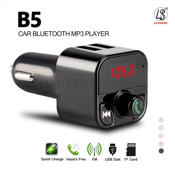 

b5 wireless bluetooth multifunction fm transmitter usb car chargers adapter mini mp3 player kit holders tf card handsheadsets modulator