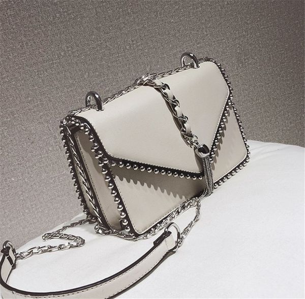 

new rivet single shoulder bag version chain fashion crossbody small square bag 5colors ph-cfy20060412