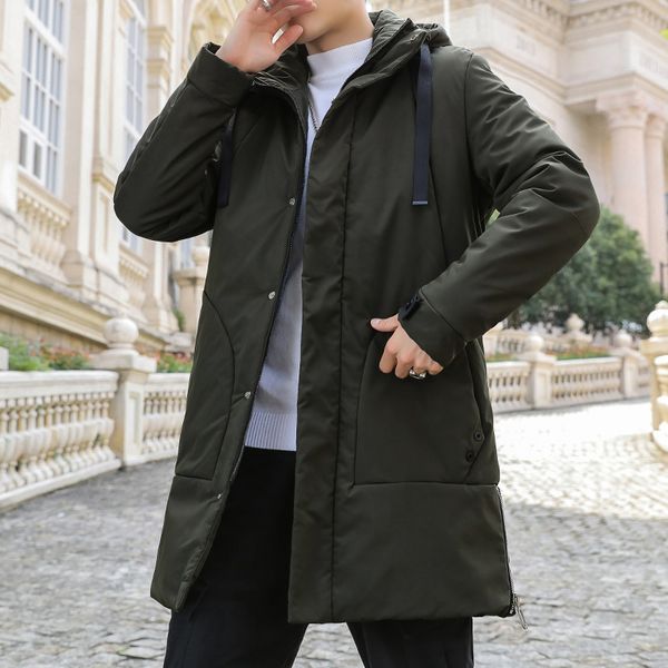

winter parkas men jacket long thicken coat fleece warm cotton jaqueta masculina fur hooded outwear overcoat drop shipping c213, Black