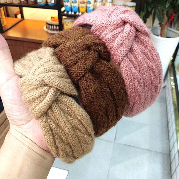 

autumn girls hair bows fashion knitted knot hair sticks fitness sport headband korean style vintage hairband women hair accessories 10 color, Slivery;white