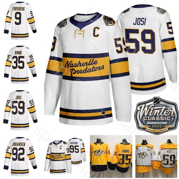 

2020 зимняя классика nashville predators хоккей 95 дюшен джерси 92 джохансен 59 йоси 35 пекка ринне 9 форсберг белый, Black;red