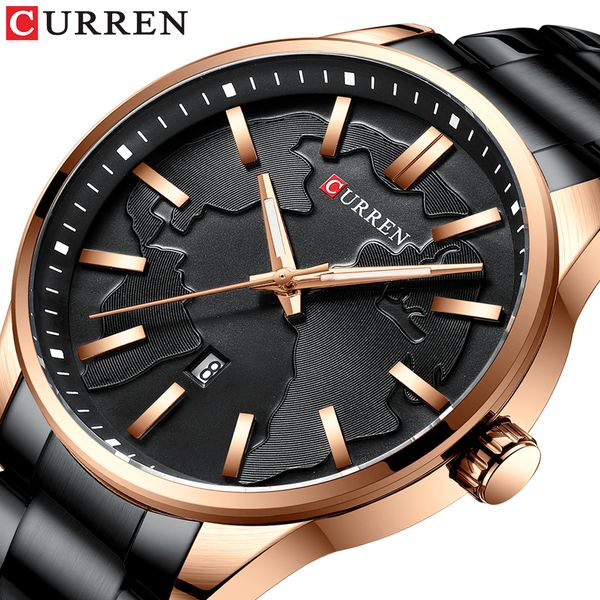 

curren fashion casual watches brand men creative design dial quartz watch stainless steel band wristwatch relogio masculino, Slivery;brown