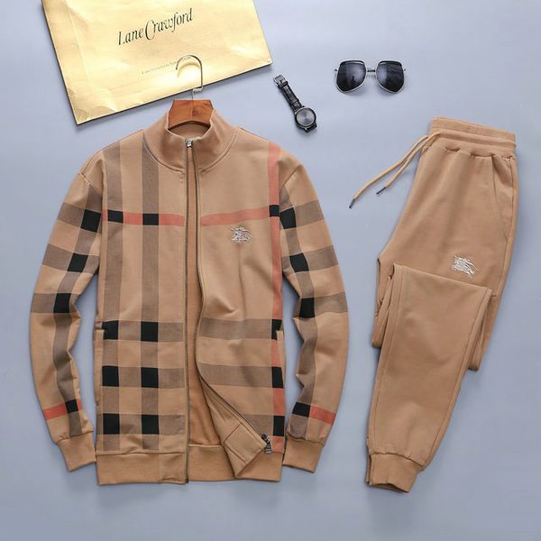

2019men's winter sports set logistics new men's lattice casual luxury long sleeve winter jacket european and american brandm-xxxl