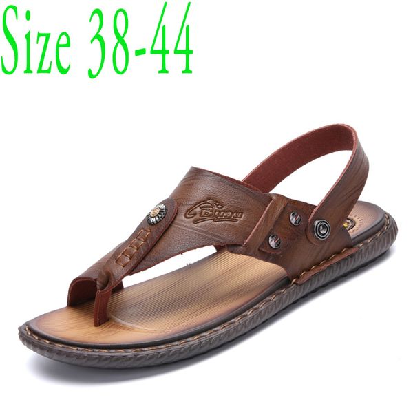 

new style sandals men's summer genuine leather breathable lightweight dad sandals anti-slip wear-resistant men's cowhide, Black