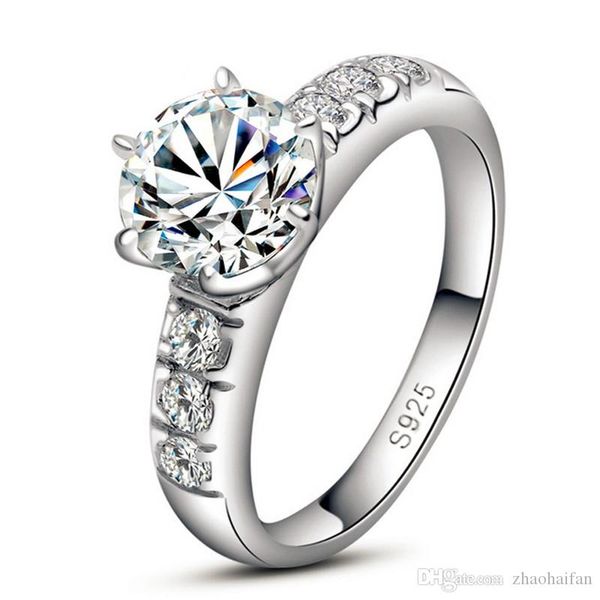 

zhf jewelry 1ct sona cz diamant wedding rings for women solid 925 sterling silver ring engagement ring, Golden;silver