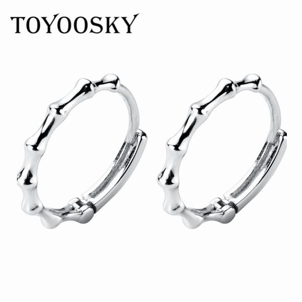 

minimalist 925 sterling silver bamboo shape earrings hoops for women girls new arrival trendy silver jewelry wholesale gift 2019, Golden