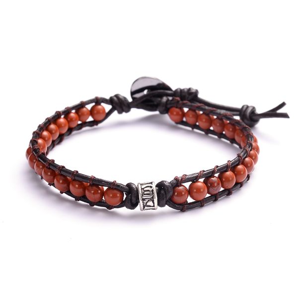

natural stone wrap bracelets with six words mantra om mani padme hum antiqued amulet beads leather bracelet, Golden;silver