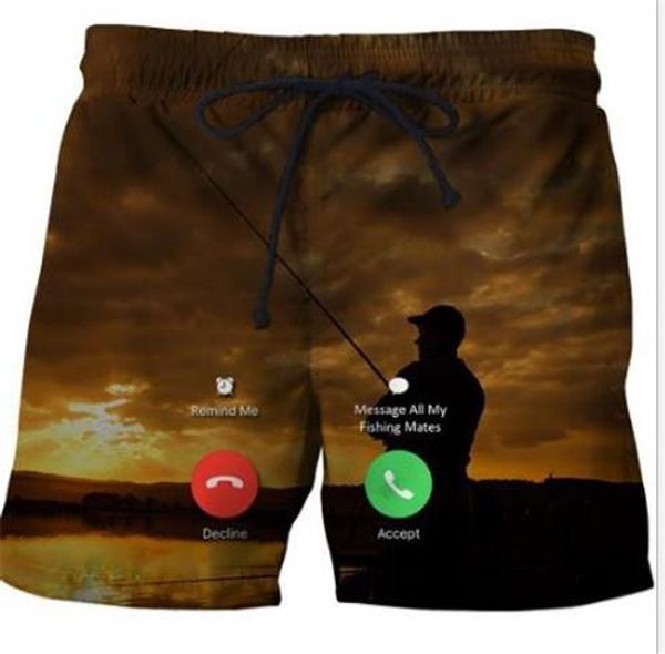 

mens summer 3d fish print shorts pants loose drawstring fashion designer homme clothing casual sports style apparel, White;black