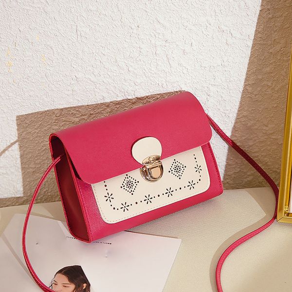 

retro messenger bags 2019 new patchwork color hollow out pu leather small shoulder bag package luxury flap bags a1