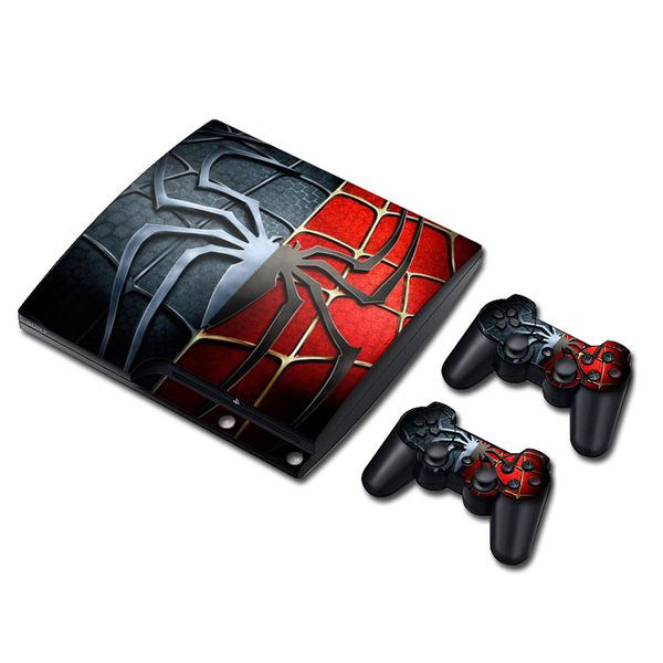 

spider man vinyl decal skin sticker for ps3 slim playstation 3 slim console with 2pcs for ps3 controllers covers