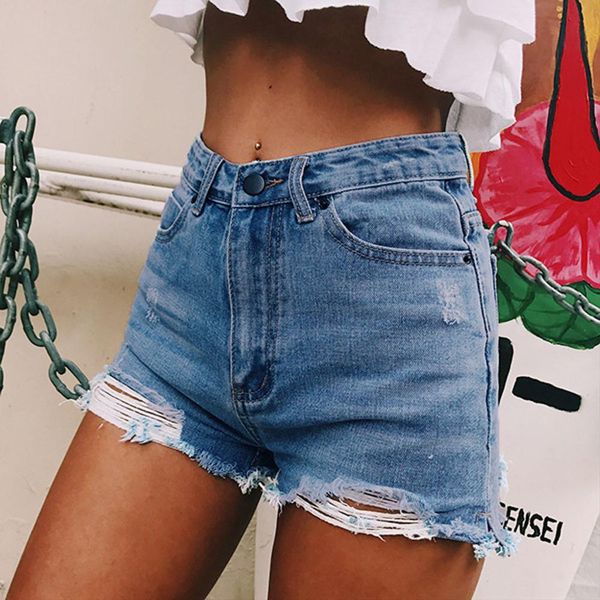 

summer vintage faded and distressed jean shorts with pockets 2019 plus size woman casual hole short denim s-xxl, White;black