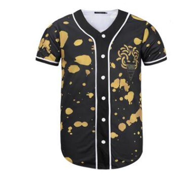 

2019 summer wear men's baseball jerseys short sleeves 3d black red point brand base player jersey baseball shirt button, Blue;black