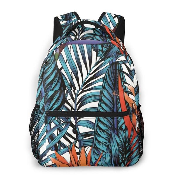 

backpack women shoulder bag for teenage girls tropical leaves palm tree bird in paradise bagpack female ladies school backpack