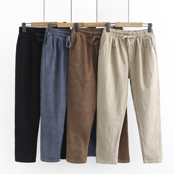 

casual corduroy pants women 2019 spring new plus size 3xl-6xl harem pants elastic waist corduroy trousers women pantalon mujer, Black;white