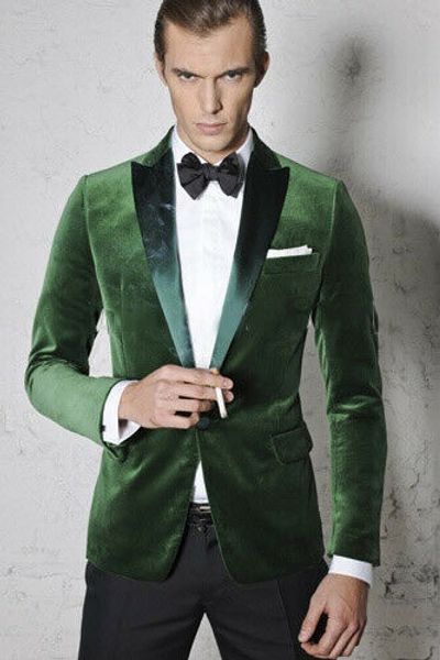 

green velvet made mens suit jackets slim 2 pcs suit blazer+pants business wedding party jacket with pants plus size set, White;black