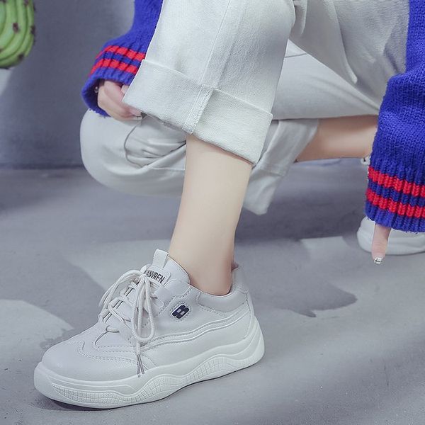 

ins super fire white shoes women's 2019 spring new style korean-style versatile online celebrity style sports casual women shoes, Black