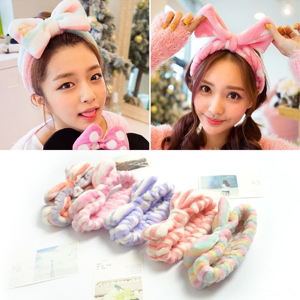 

coral fleece headwear butterfly bowknot band cute face wash makeup hair band girl headdress children's hair accessories