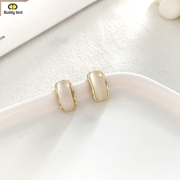 

trendy geometric round women stud earrings simple small stone temperament earring pendientes gifts jewelry, Golden;silver