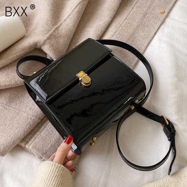 

bxx] patent leather solid color crossbody bag for women 2020 spring all-match flap shoulder messenger bag female handbags hj979