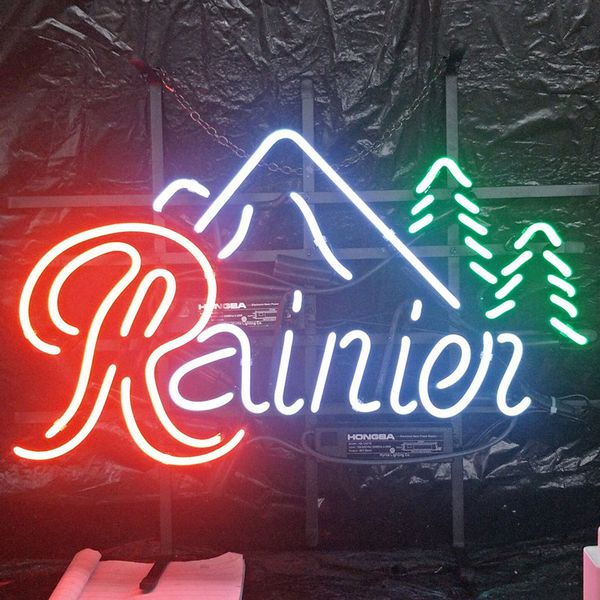 

rainier личная неоновая вывеска свет бар пользовательские открытый дисплей развлечения украшения стекло неоновая лампа свет металлический ка