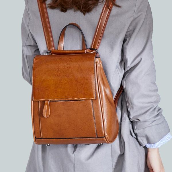 

2020 new women's bags leather european and american fashion oil wax leather