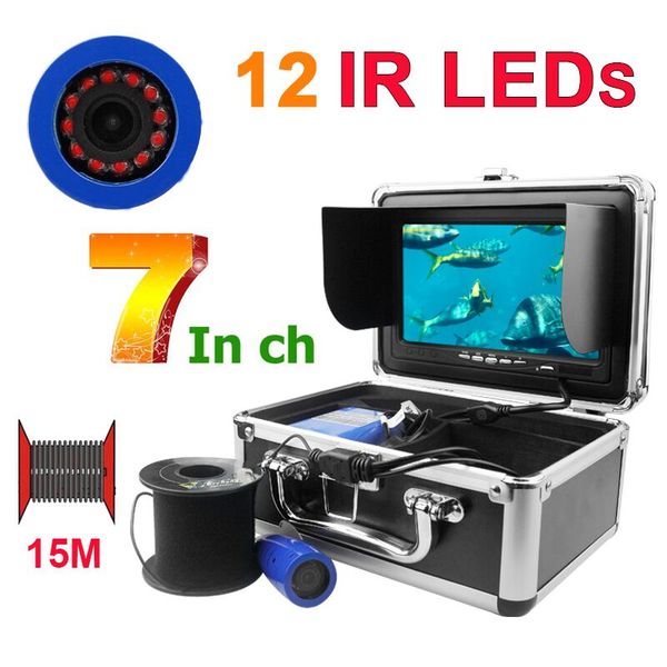 

7.0 inch 15m 1000tvl underwater fish finder fishing camera 12pcs infrared leds lamp fishfinder ip68 waterproof