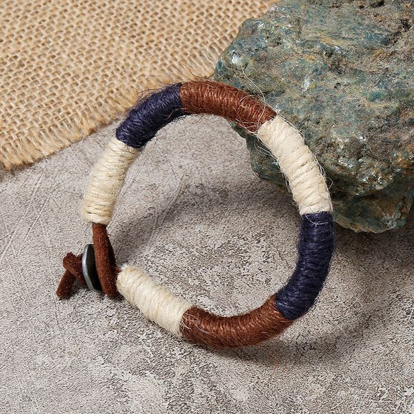 

new fashion handmade leather rope woven simple charm bracelets mens vintage braided bangles jewelry ing, Golden;silver
