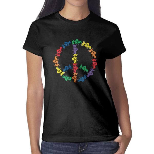 

grateful dead dancing bear peace black womens t shirt,shirts,t shirts,tee shirts printing personalised designer custom casual t shirt, White