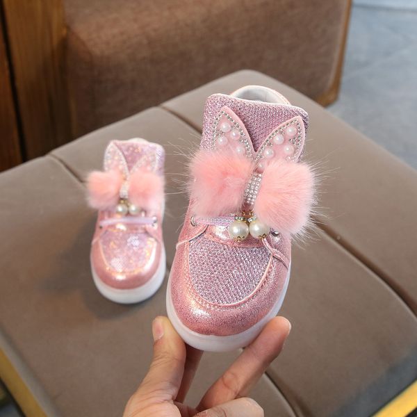 

baby boys girls flower sport running fashion light casual shoes led luminous shoes sneakers children kids glowing sneakers #yl1, Black