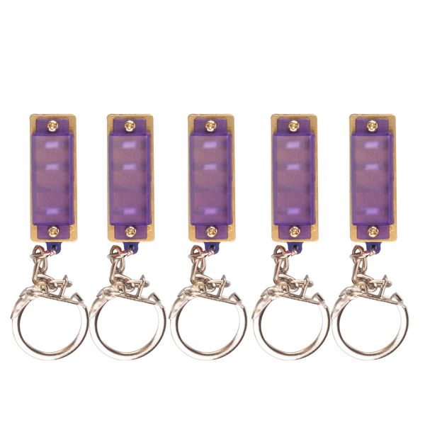 

5 pieces mini harmonica key ring 4 holes for kids beginners