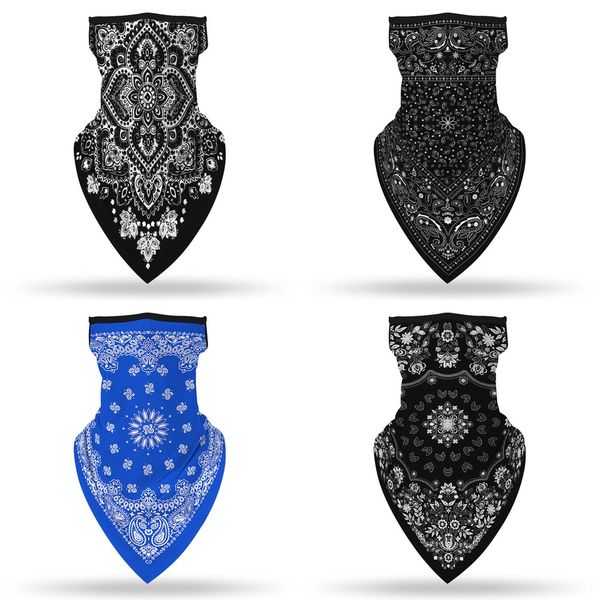 

s4fds designer face mask skull outdoor print windproof anti uv scarf floral sport cycling women mask face summer sunscreen triangle mask, Black