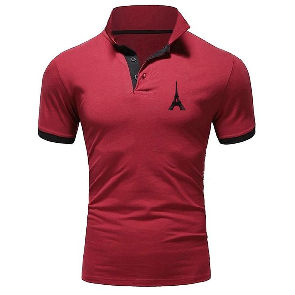 

Paris Effie Tower Print Solid Mens Polo Designer Lapel Neck Short Sleeve Slim Casual Mens Tees