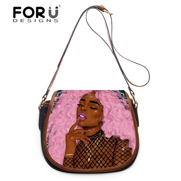 

forudesigns women crossbody bags black art african girls printing shoulder messenger bag ladies pu leather handbags for females