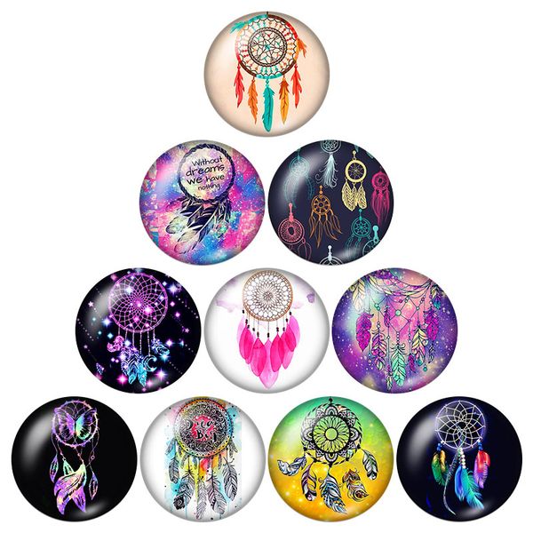

fashion beauty dream catcher 10pcs 12mm/18mm/20mm/25mm round p glass cabochon demo flat back making findings zb0485, Blue;slivery