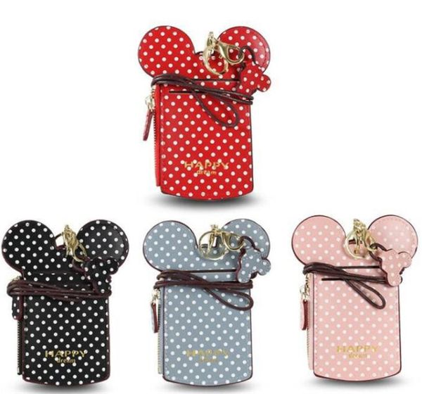 

Juxu 4 color new dot kid coin pur e name credit card holder cartoon ear letter happy dream lanyard neck trap card holder