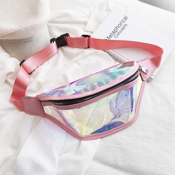 

waist pack for women fashion belt bum bag waterproof transparent clear punk holographic fanny pack laser waist chest bag #35