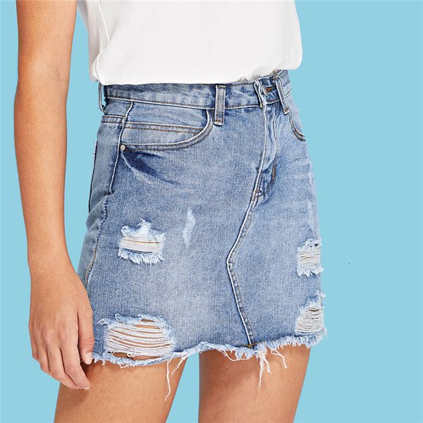 

denim skirt women skirts ripped blue casual mini summer new bodycon women skirt basic pocket jeans skirts mid waist skirt, Black