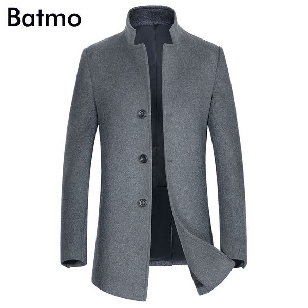 

batmo 2017 new arrival winter wool men's single breasted trench coat,winter coat men ,plus-size 1816, Black
