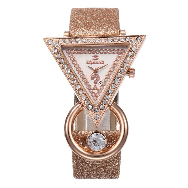 

rinestone new design fashion ladies watches elegant hollow triangle clock fashion women thin leather strap quartz watch fi, Slivery;brown