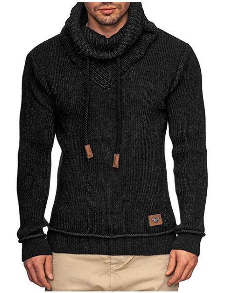 

zogaa mens sweaters 2019 winter solid color warm outwear cardigan sweater slim fit turtleneck pullovers style mens sweaters, White;black