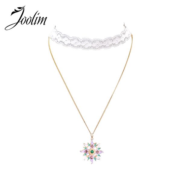 

joolim trendy moon star lace choker pendant necklace, Golden;silver
