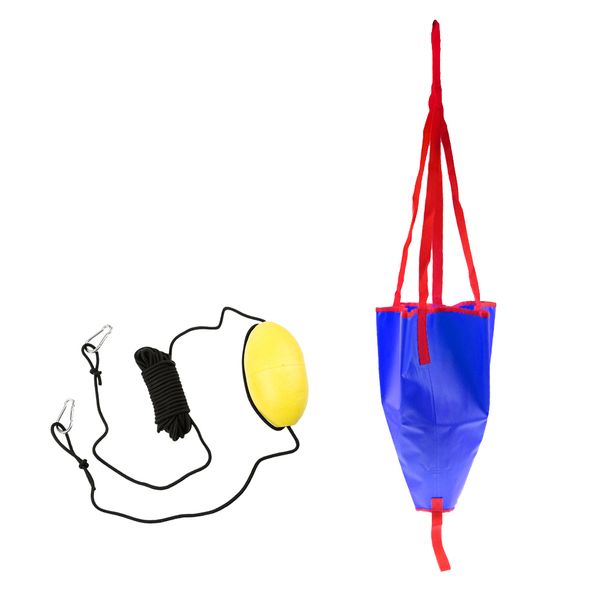

30 feet kayak drift anchor tow rope throw line + 18'' fishing sea anchor fits boat up to 12-14ft