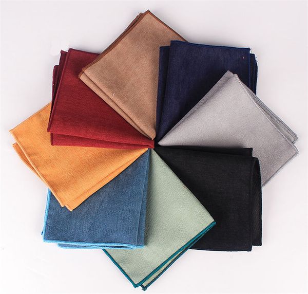 

men handkerchief pure color suede pocket towel 15colors cotton handkerchiefs for men pocket square business suit kerchief ing, Blue;white