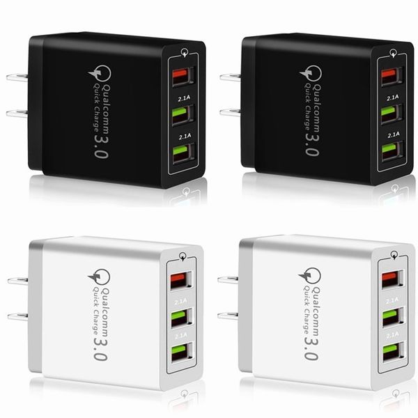 

универсальный 5v 3a 18w eu сша qc3.0 быстрое зарядное устройство зарядное устройство стены 3 порта адаптера питания для samsung huawei andri
