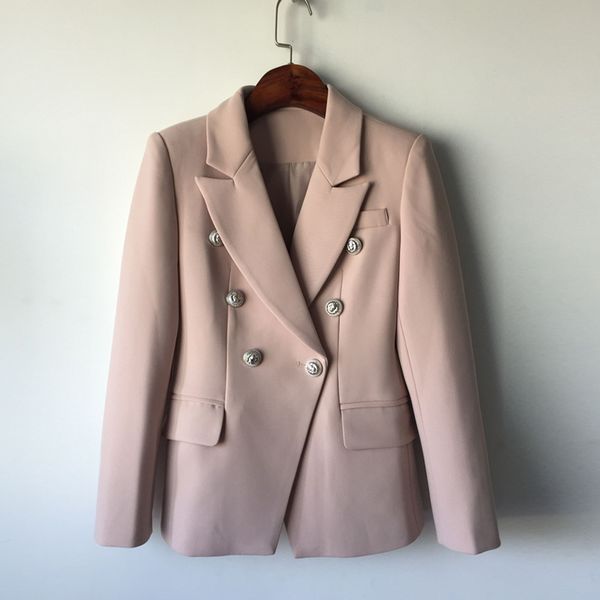 

new fashion 2017 designer blazer jacket women's metal lion buttons double breasted blazer outer coat size s-xxl, White;black